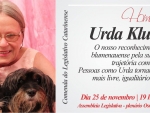 Escritora Urda Klueger será homenageada com Comenda do Legislativo Catarinense