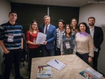 Turma do Parlamento Jovem de Chapecó é recebida por Fabiano da Luz