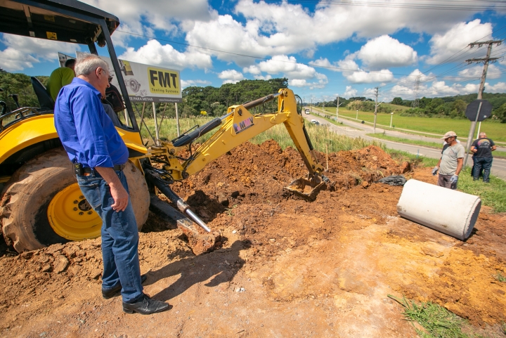 Obras da intersecção da SC-418 com a Avenida dos Imigrantes, em São Bento do Sul, contam com recursos que foram resultado da mobilização de Silvio Dreveck